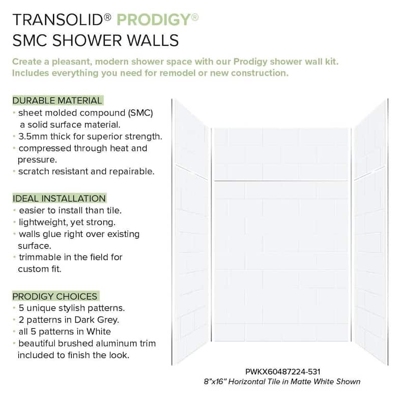 Transolid PWKX60487224 Prodigy 96" H x 60" W x 48" D Three Panel