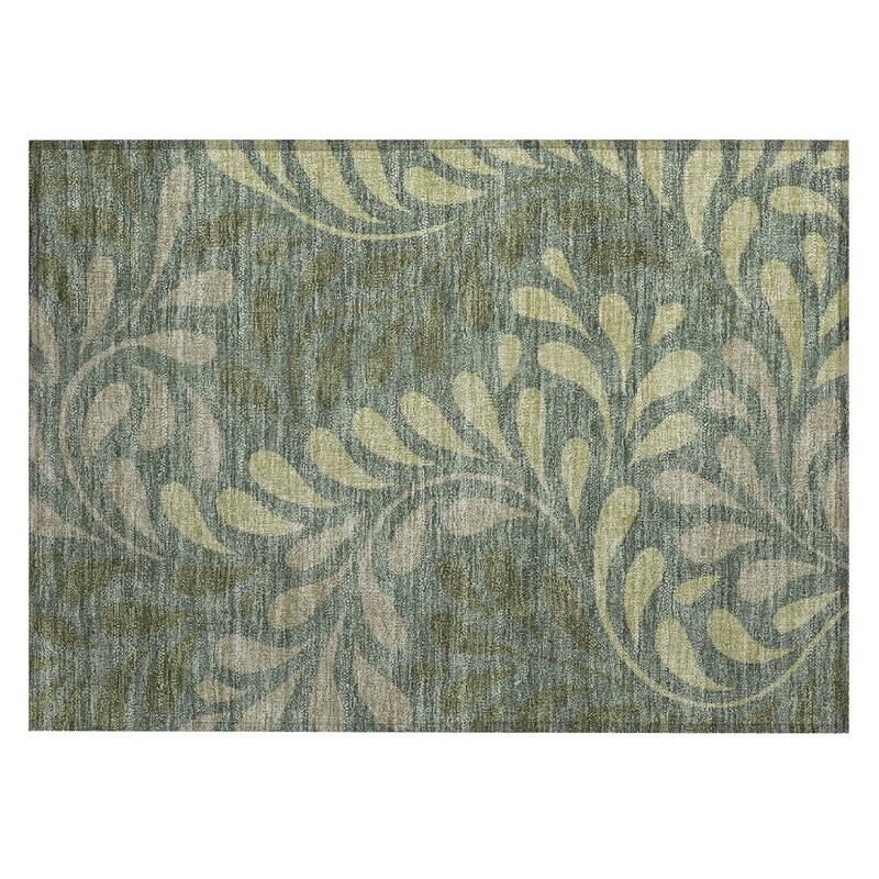 Machine Washable Indoor/ Outdoor Floral Arabesque Chantille Rug