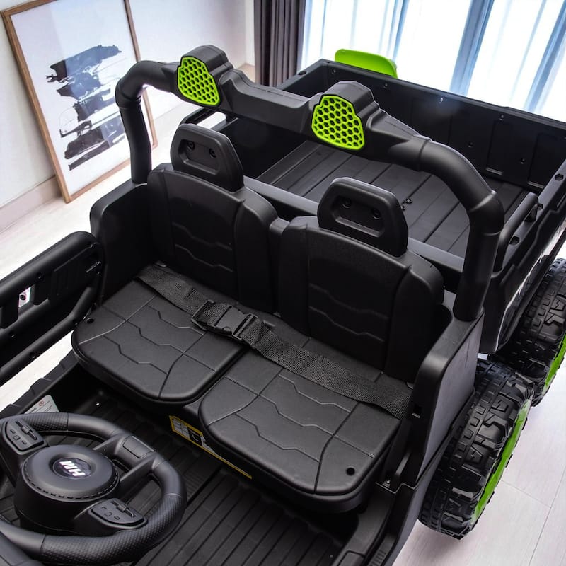 24V 2-Seater Kids Ride On 6-Wheel Dump Truck with Remote Control, 4WD, Suspension, Bluetooth Music, USB & Shovel Toy