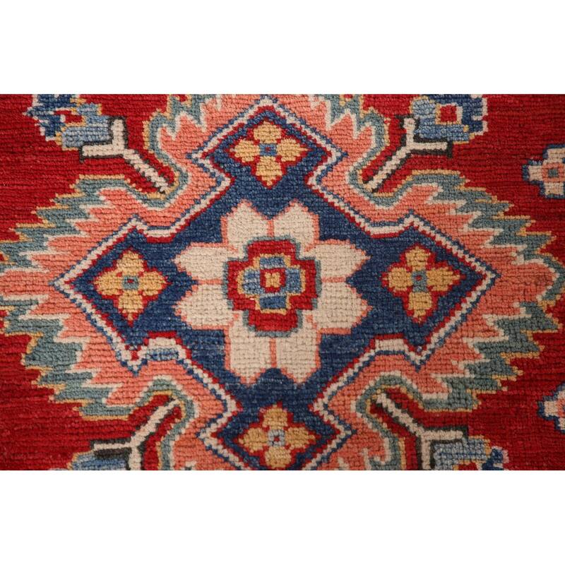 Red Traditional Kazak Area Rug Hand-Knotted Wool Carpet - 6'9" x 9'7"