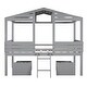 preview thumbnail 24 of 26, Wood Twin Size House-shaped Low Loft with Two Drawers, Ladder and Guardrail