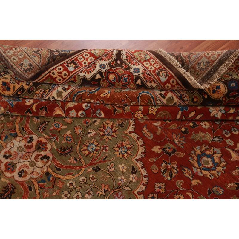 Floral Medallion Kashan Oriental Area Rug Hand-Knotted Wool Carpet - 9'0"x 11'10"
