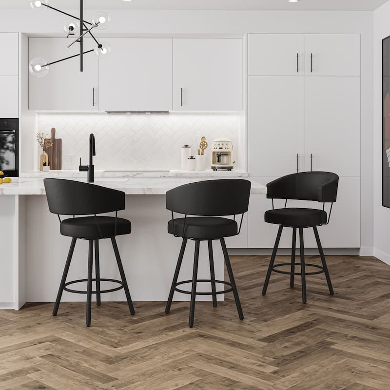 Amisco Corey Swivel Counter and Bar Stool, Upholstered with Metal Legs