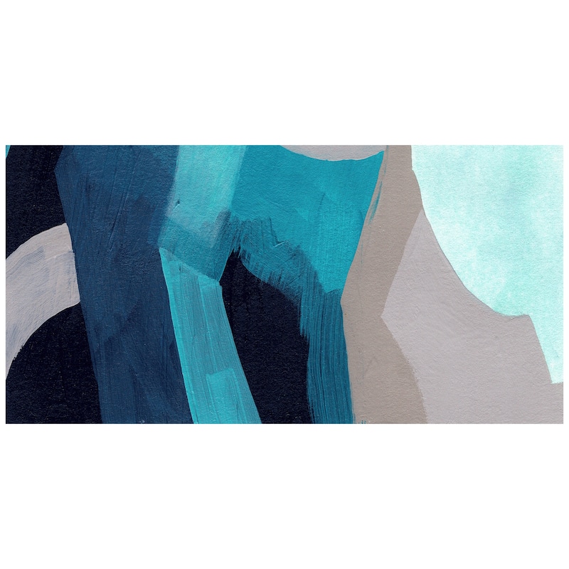 "Puzzle Blues A" Frameless Free Floating Tempered Glass Panel Graphic Wall Art