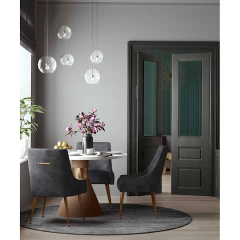 Silver Orchid Basquette Pleated Grey Velvet Side Chair