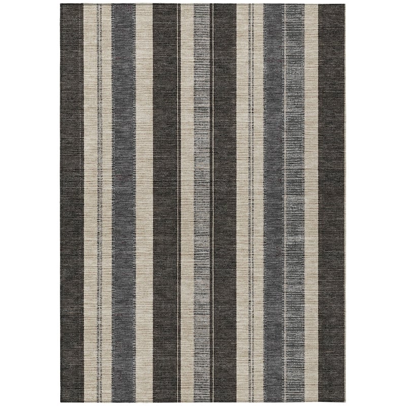 HomeRoots Striped Transitional Rectangle Outdoor Rug