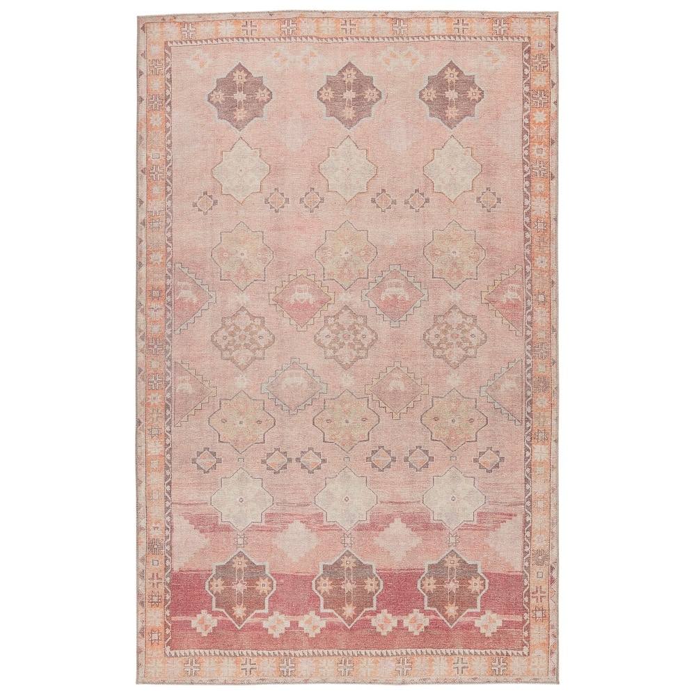 Bijou Machine Washable Medallion Pink/ Orange Area Rug