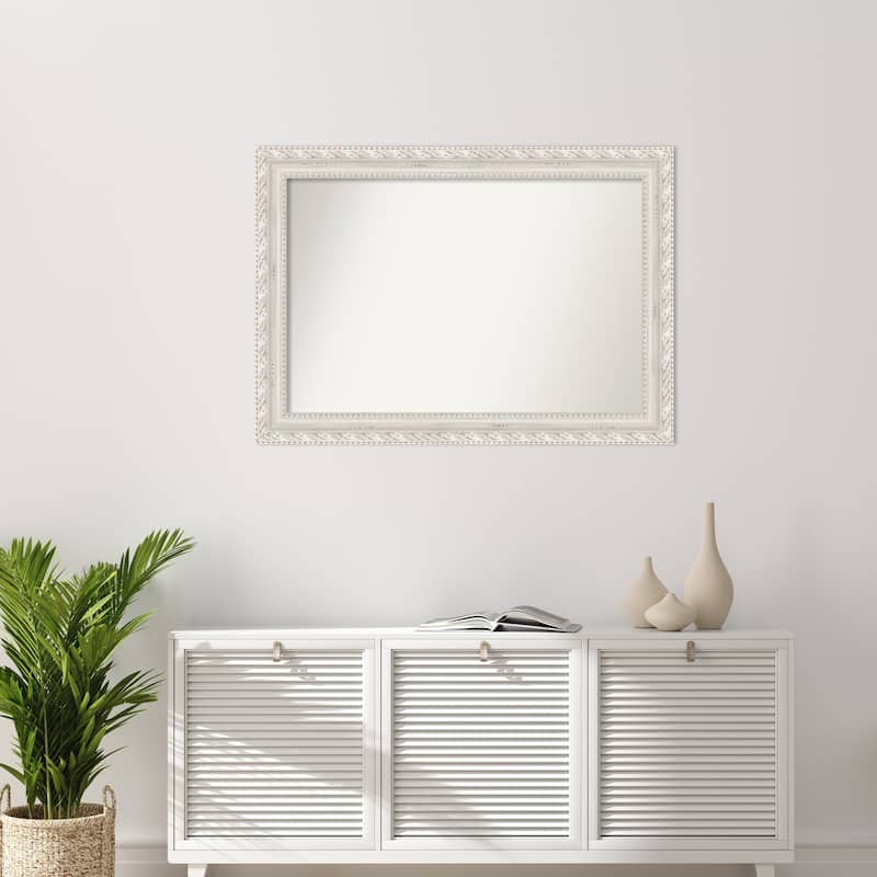 Opera Off White Non-Beveled Wood Framed Wall Mirror - Opera Off White