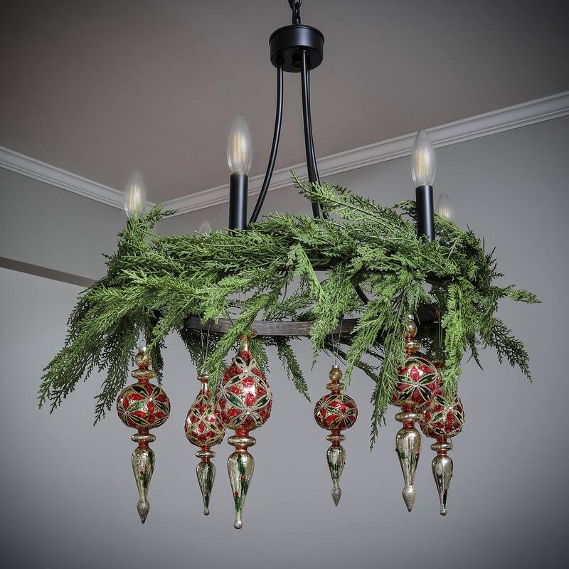 10" Glass Elegant Finial Ornament Set of 6