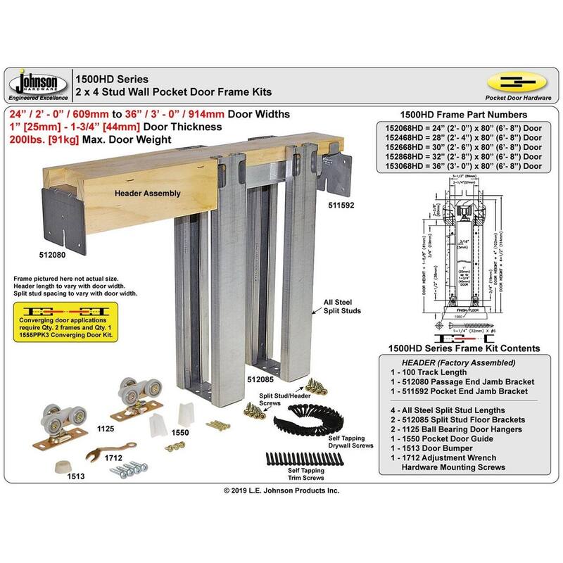 Johnson Hardware 152668HD 1500HD Series 30" x 80" Pocket Door Frame