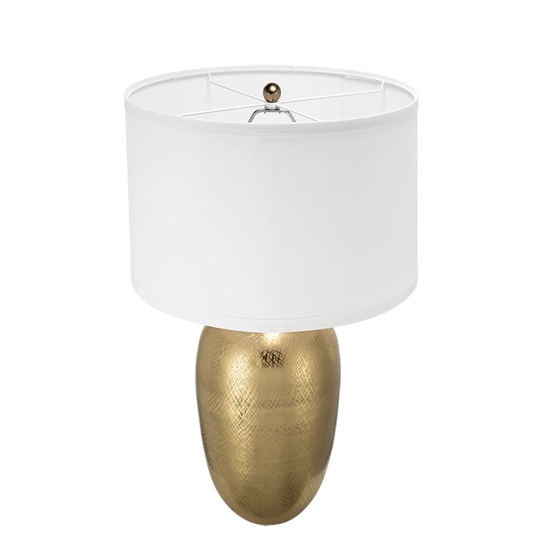 D15x25.7" Round Aluminum Sheet Gold Table Lamp with White Fabric Shade (Lamp Shade Assembly Required)