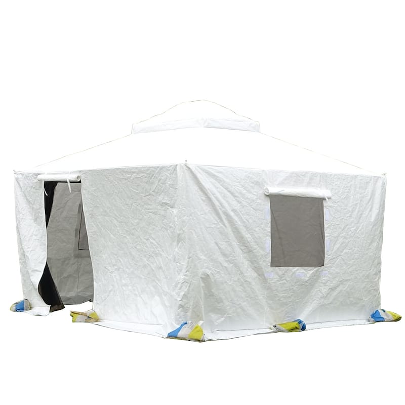 GDFStudio - Nolan 12'x12' All-Season Waterproof Gazebo Cover with Ventilated Mesh Windows and Side Enclosure Panels - 12x12 FT