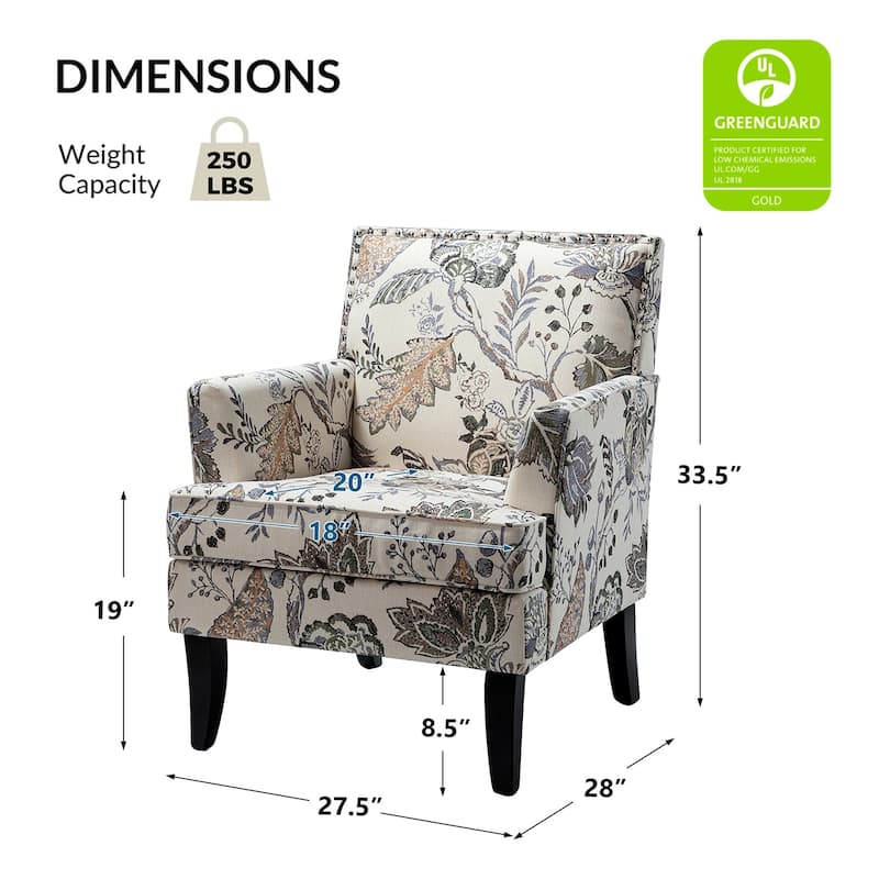 Akorda Classic Armchairs with Nailhead Trim and Solid Wood Legs Set of 2 by HULALA HOME