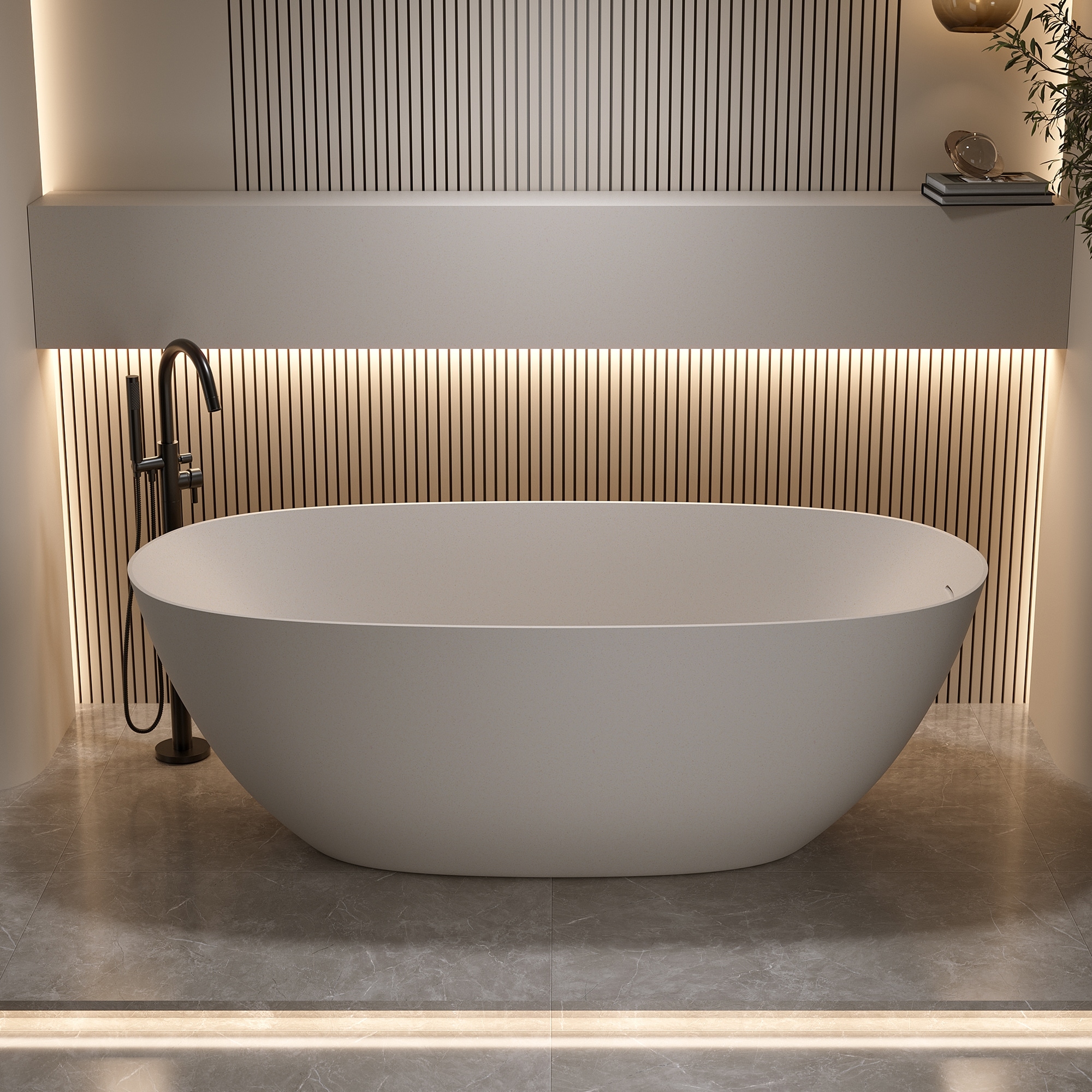 69''Freestanding Bathtub Soaking with Overflow and Pop-up Drain