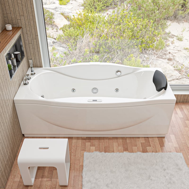 Eago AM189ETL-L 6 ft Left Drain Acrylic White Whirlpool Bathtub with Fixtures