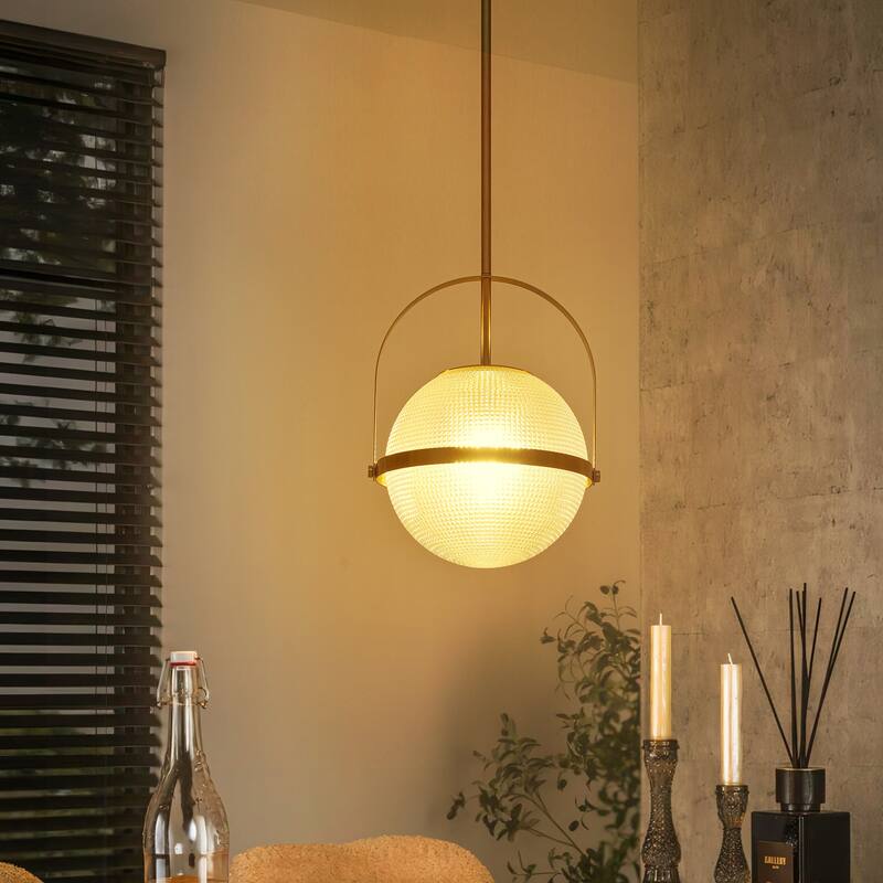 1-Light Modern Minimalist Matte Black/Gold Clear Glass Pendant Light