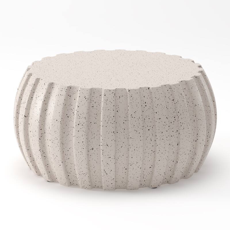 GDFStudio Sylas Magnesium Oxide Coffee Table for Indoor & Outdoor with Stylish Round Design