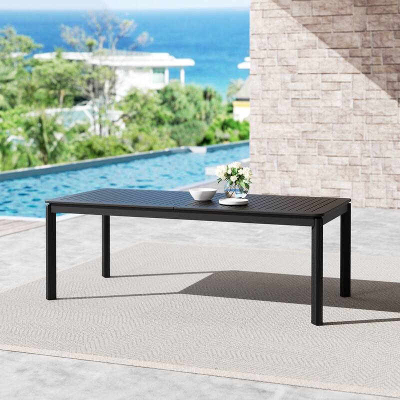 DESwan 108 in. x 39 in. Aluminum Extendable Outdoor Dining Table - Black