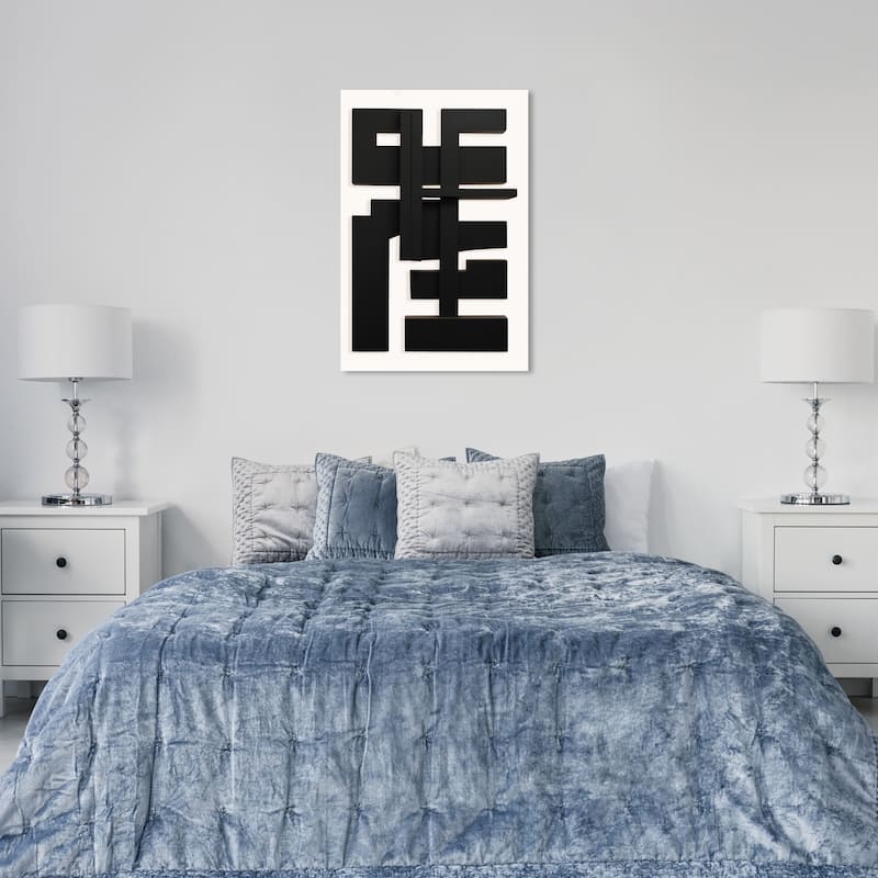 Wynwood Studio Canvas Abstract Printing Press Shapes Black and Ivory Modern & Contemporary Wall Art Canvas Print