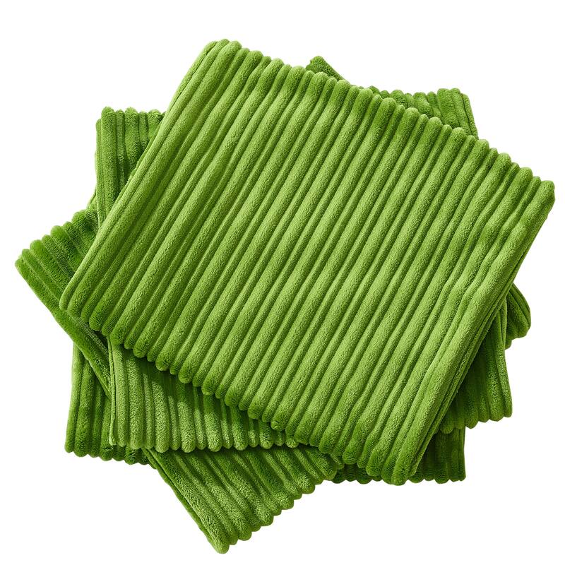 Ribbed Flanned 4 Pieces Pillow Shell Set, NO INSERT