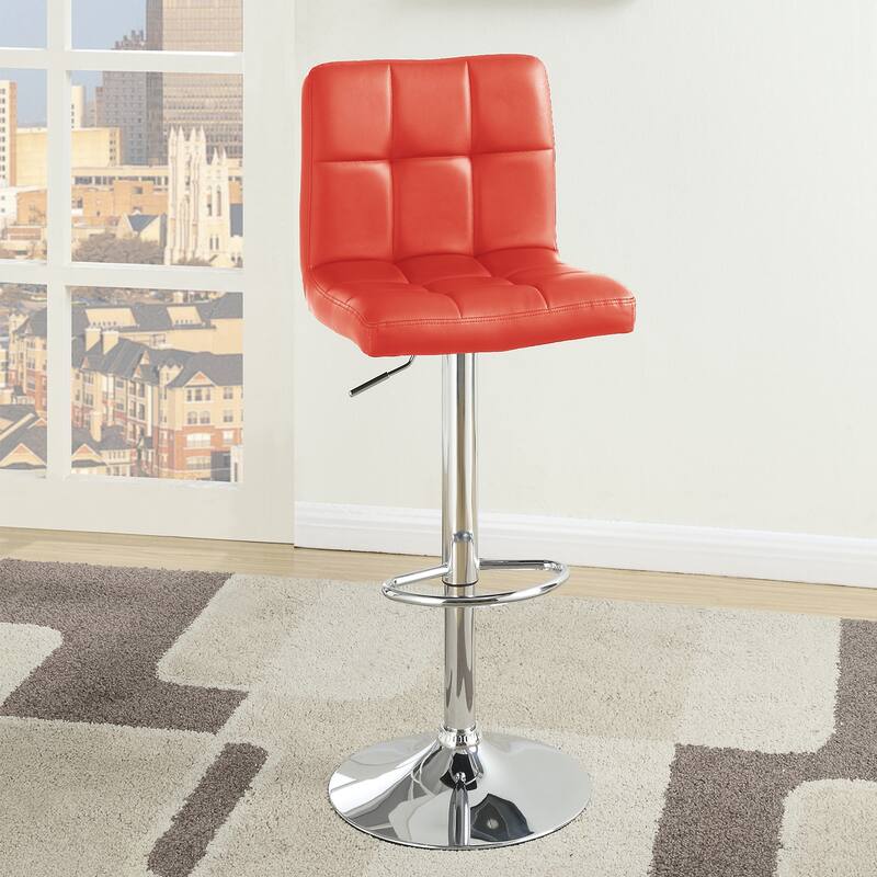 Set of 2 Faux Leather Barstool with Gas Lift in Red