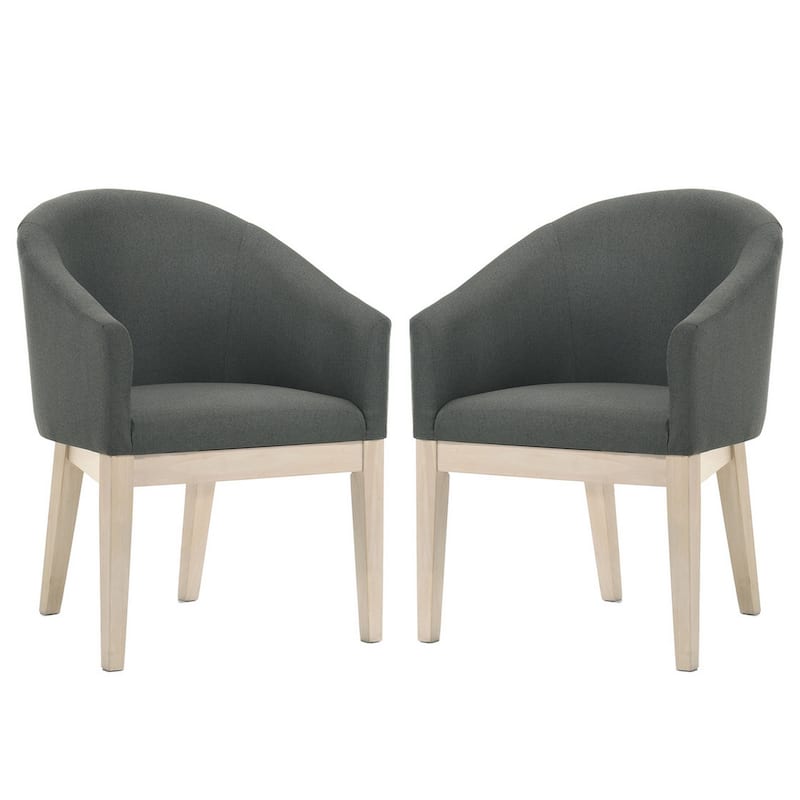 Yuvi 3 Piece Dining Table and Chair Set, Round, Barrel Chair, Brown, Gray