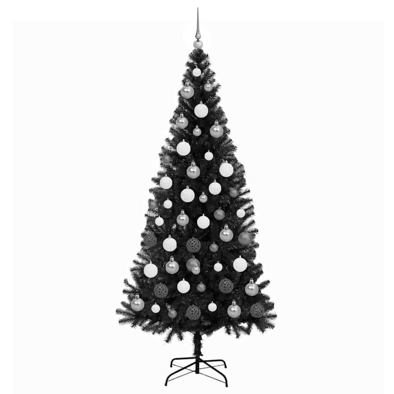 vidaXL Christmas Tree with 300 LEDs with Stand Black 70.9" PVC - 70.9