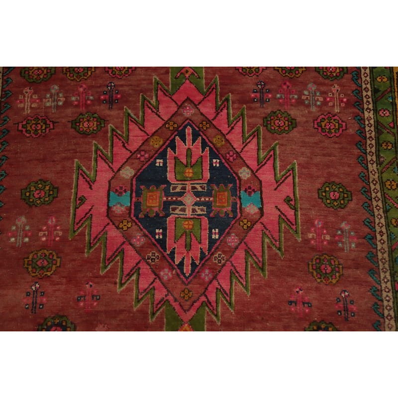 Hand Knotted Oriental 100% Wool Carpet Traditional Geometric Red Meshkin Area Rug - 7' 7'' X 4' 1''
