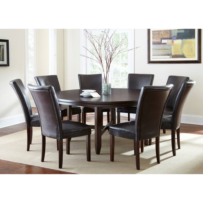 Hampton Dark Brown Cherry and Bonded Leather Dining Set by Greyson Living - 9-Piece Sets
