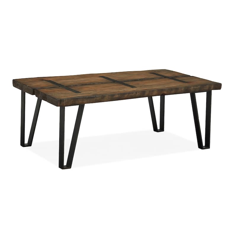 Magnussen Home Dartmouth Sawmill and Galvanized Steel Rectangular Cocktail Table - 48''W x 28''D x 18''H