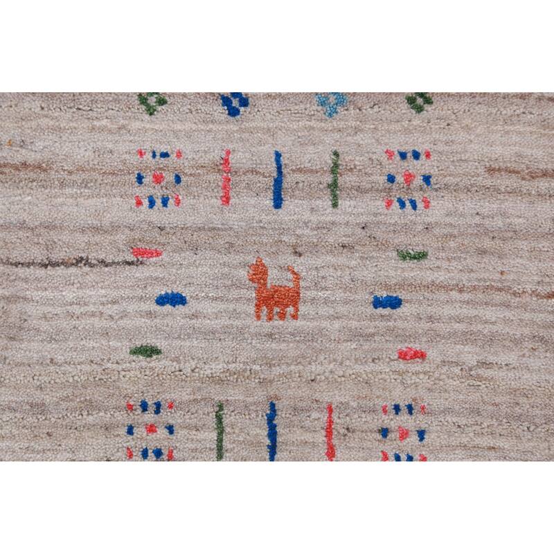 Tribal Gabbeh Indian Rug Hand-Knotted Wool Carpet - 8'5" x 9'9"