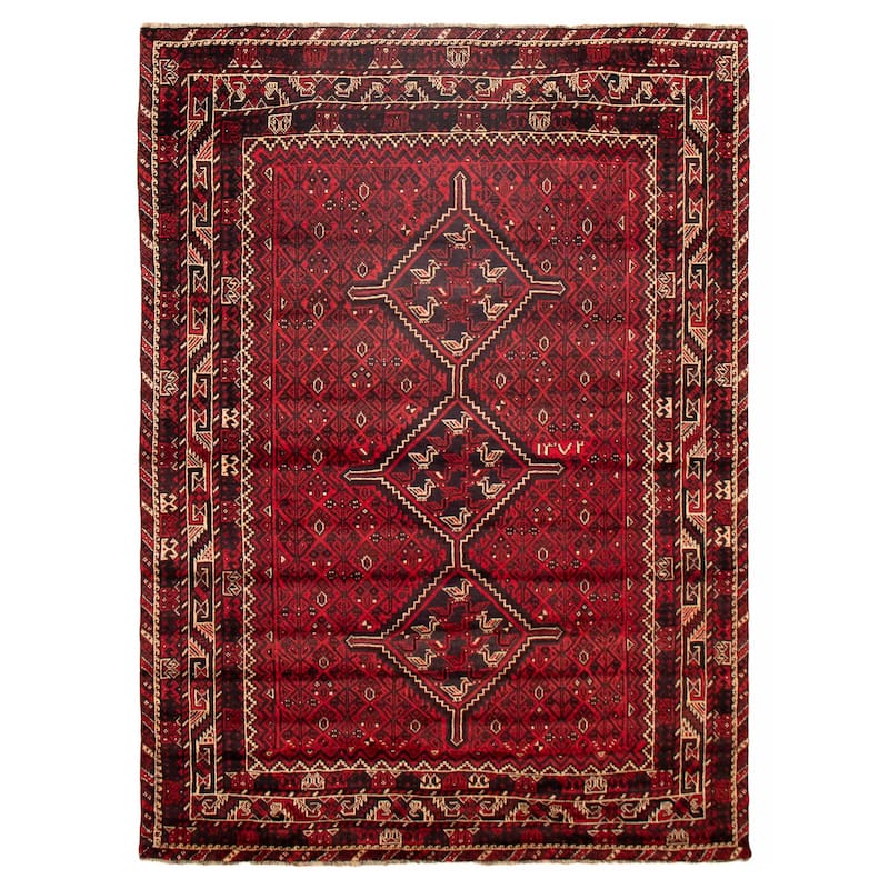ECARPETGALLERY Hand-knotted Melis Red Wool Rug - 6'5 x 9'0 - Red - 6'5 x 9'0