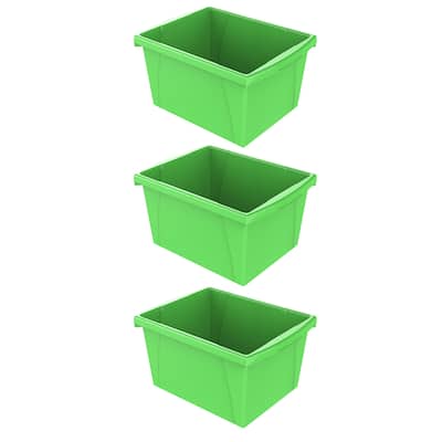 Storex Small Classroom Storage Bin, Green, Pack of 3