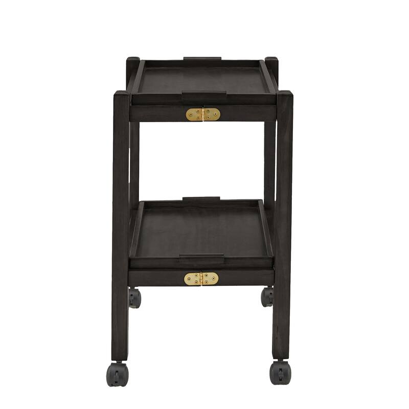 Dolores Wood Finish Folding Bar Cart with Two Detachable Trays by iNSPIRE Q Modern