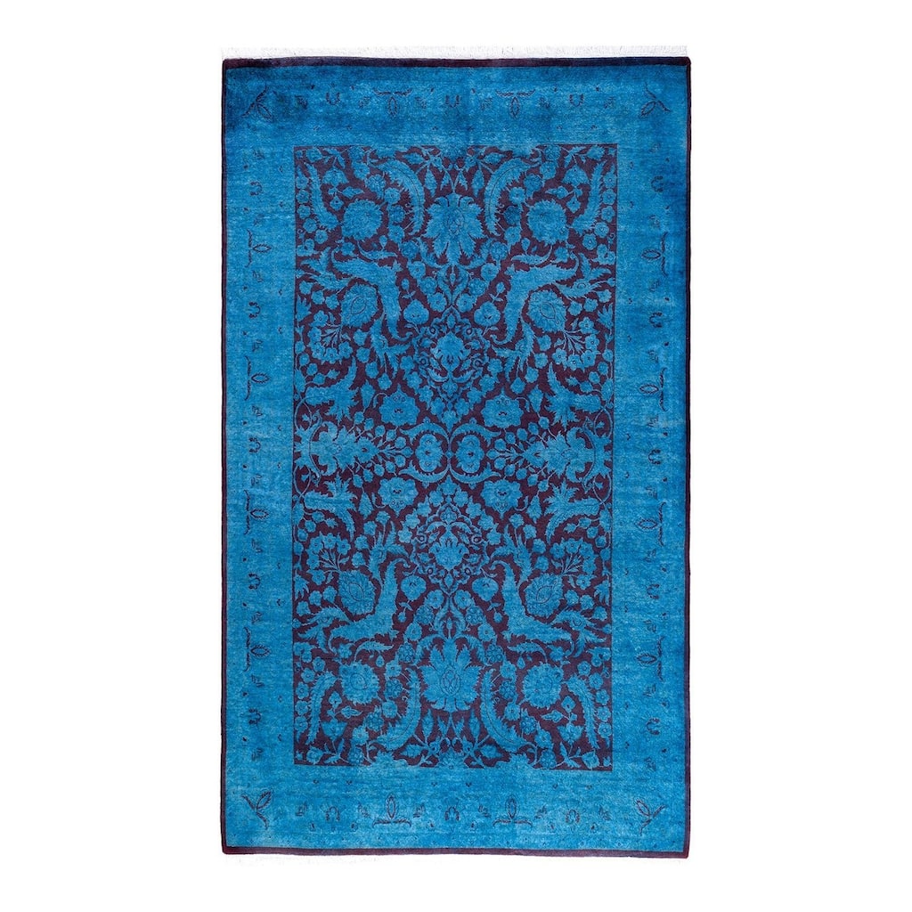 Fine Vibrance One-of-a-Kind Hand-Knotted Area Rug - Blue, 4' 2" x 7' 1" - 4' 2" x 7' 1"