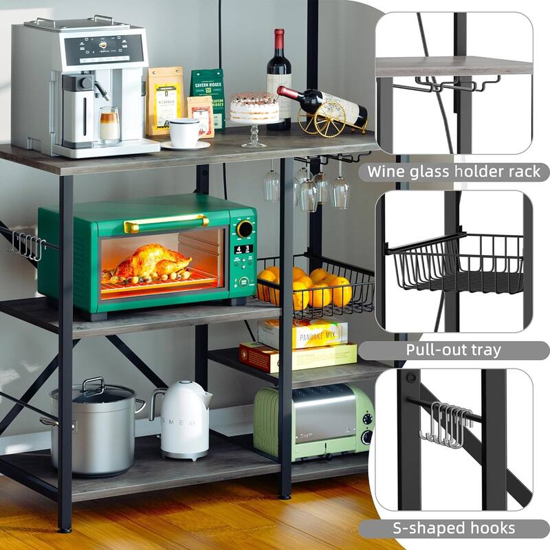 Futzca Kitchen Bakers Rack, Microwave Stand, Coffee Bar