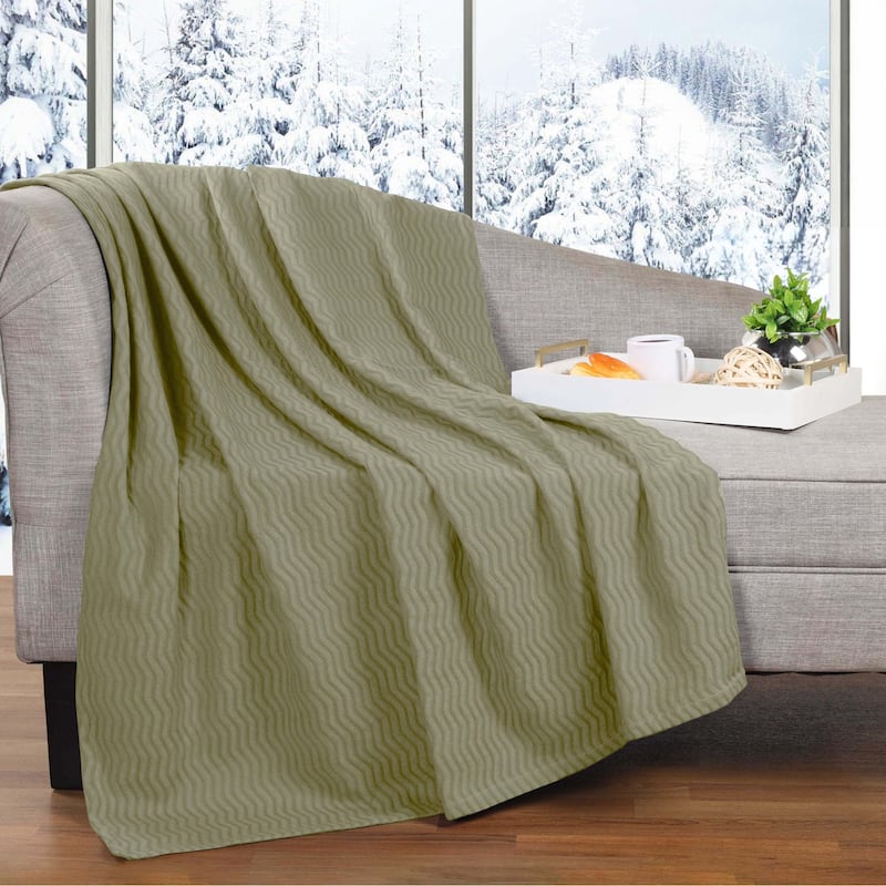 Superior Jena Cotton Textured Chevron Lightweight Woven Blanket