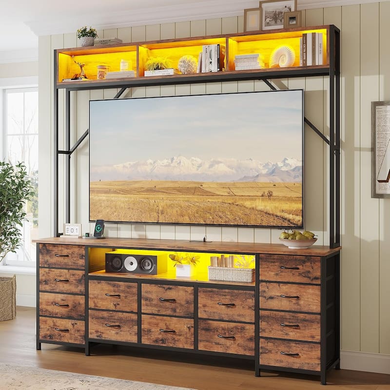 TV Stand for Living Room with LED Lights & Power Outlets TV Stand Dresser