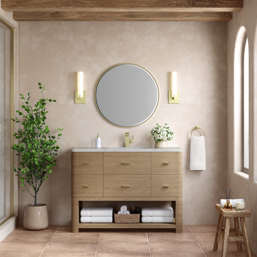 Lucian 48" Single Vanity, Pebble Oak w/FreePower Wireless Charger