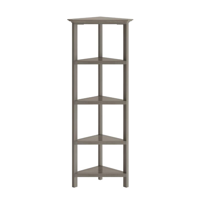 Solid Wood Corner Bookcase for Living Room and 5-Shelf Vertical Unit - 15.25” D x 26.5” W x 60” H