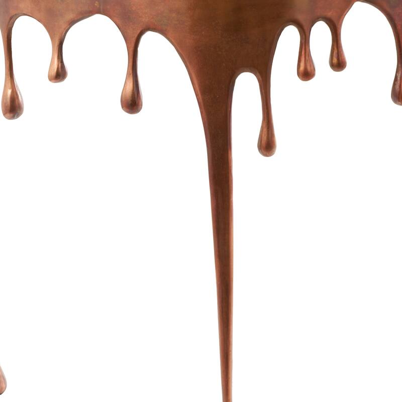 Aluminum Metal Accent, Console, and Coffee Table Collection with Drip Melting Design and Smoke Shaded Glass Top Multiple Colors