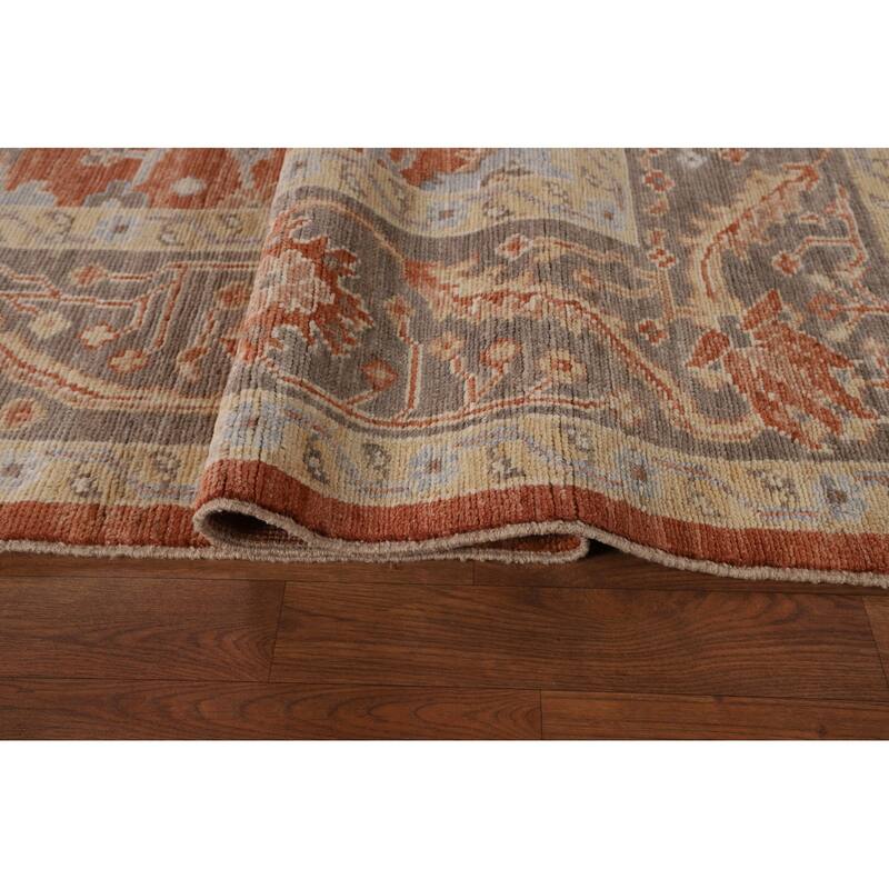Orange Oushak Vegetable Dye Area Rug Handmade Wool Carpet - 9'3"x 11'11"