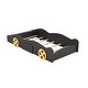 preview thumbnail 8 of 16, Twin Size Race Car-Shaped Platform Bed with Wheels and Storage, Black+Yellow