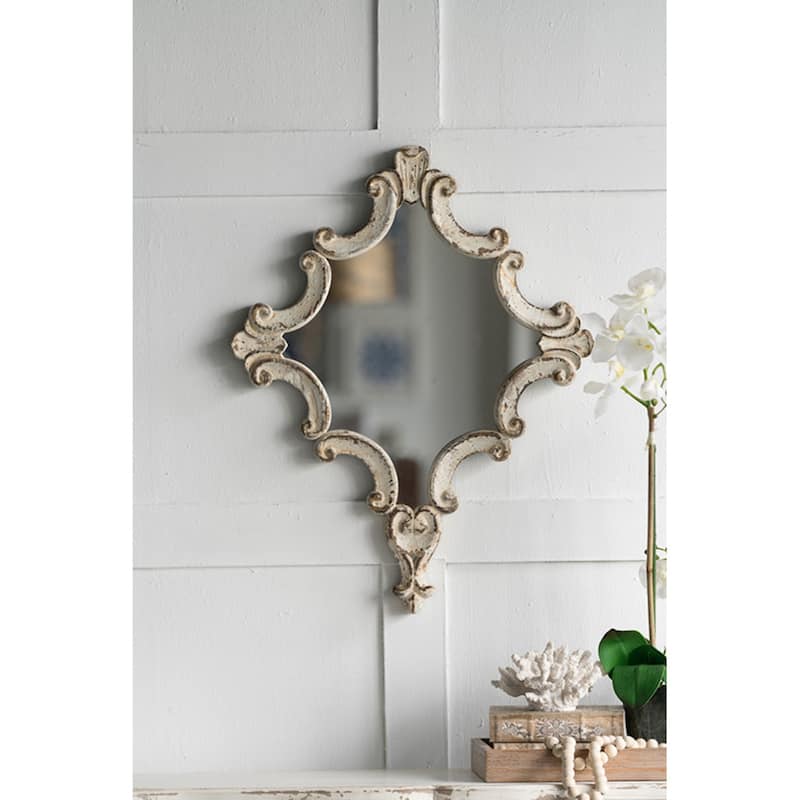 Abstract Diamond Wooden Wall Mirror - 30"