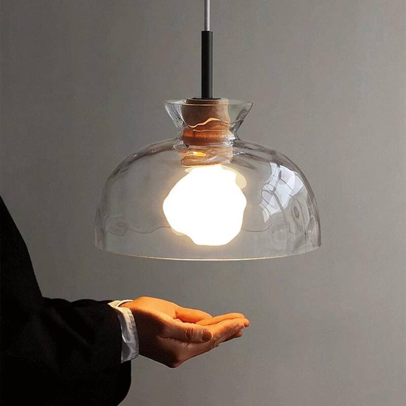 Adjustable height hanging light black ceiling lamp glass pendant light