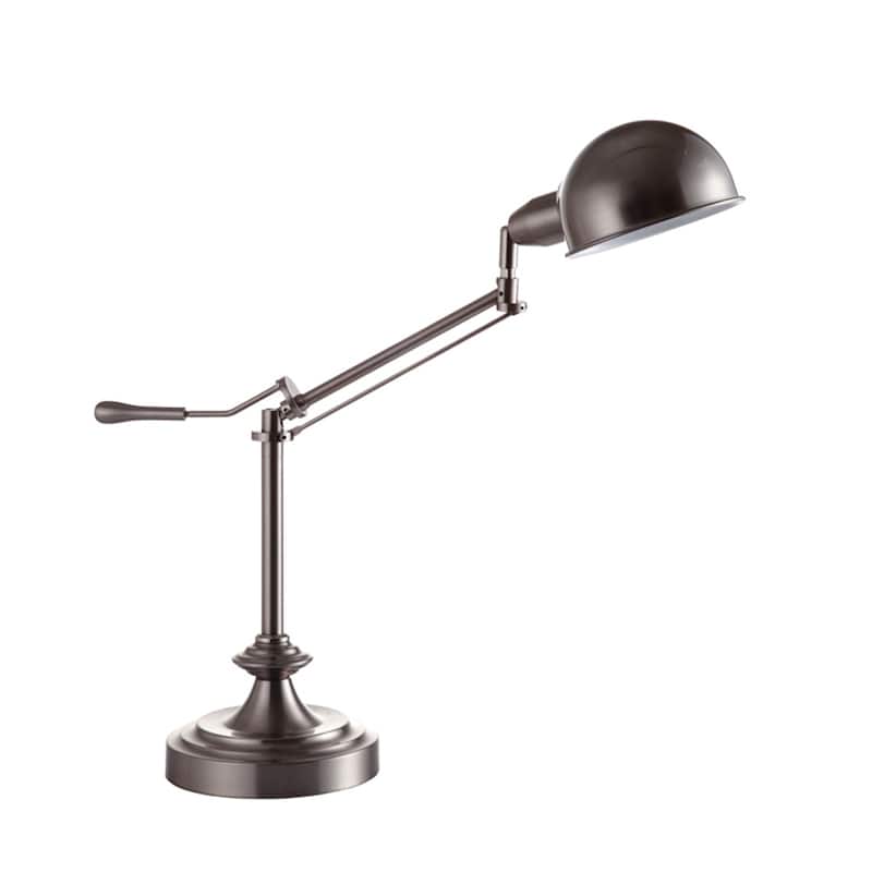 Task Lamp Silver Adjustable Height Modern Desk Lamp for Office & Reading