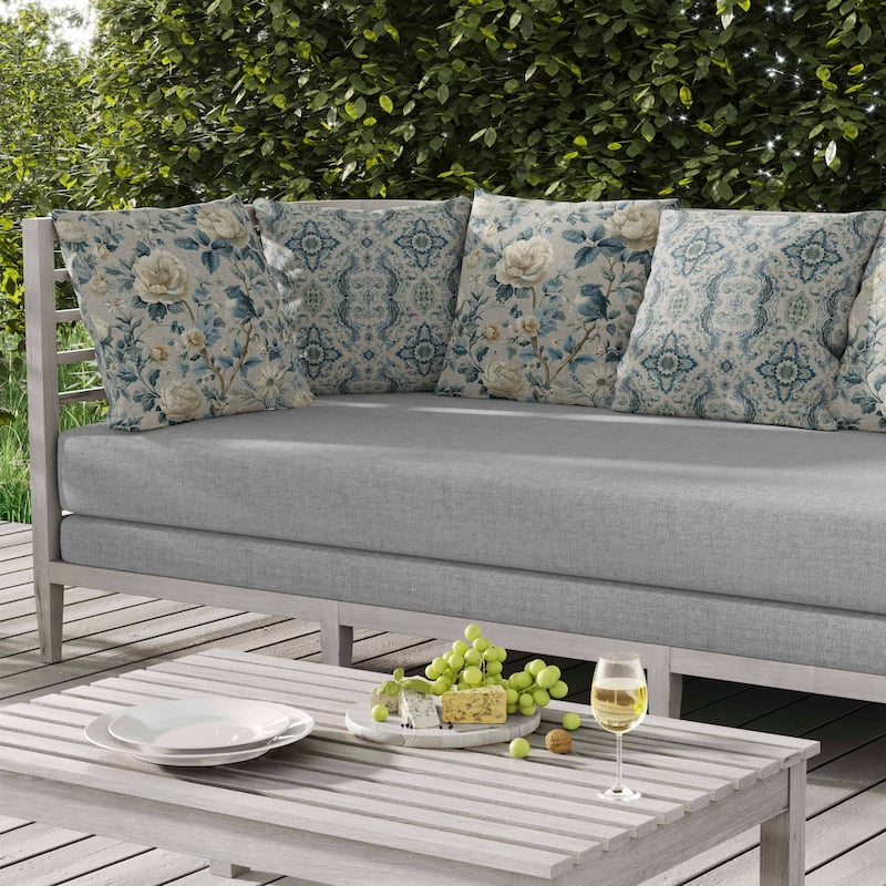Misty Morning Indoor/Outdoor Reversible Throw Pillow Blue and Beige