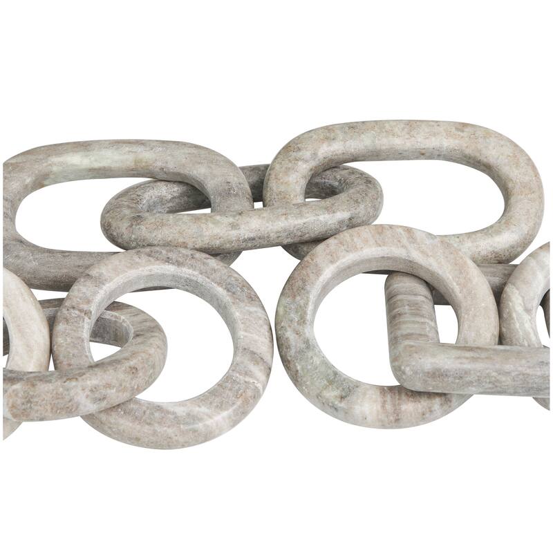 Marble Geometric 3 Link Chain Sculpture with Various Shapes (Set of 3) - Black, White, Gray