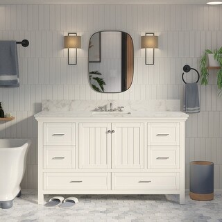 KitchenBathCollection Paige 60" Single Bathroom Vanity with Carrara Marble Top