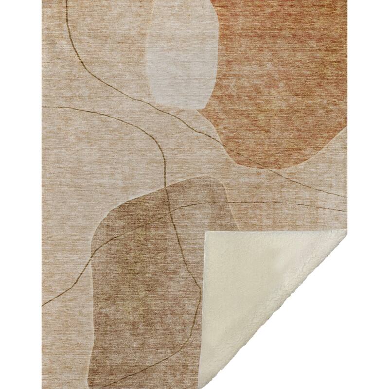 Premium Machine Washable Abstract Contemporary Sherpa Throw Blanket